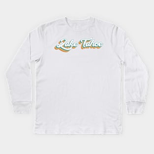Lake Tahoe Mountain Resort Retro Lettering Kids Long Sleeve T-Shirt
